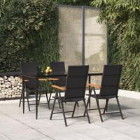 5-delige Tuinset poly rattan zwart en bruin