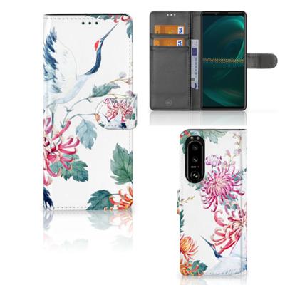 Sony Xperia 5III | Telefoonhoesje | Met pasjeshouder | Bird Flowers