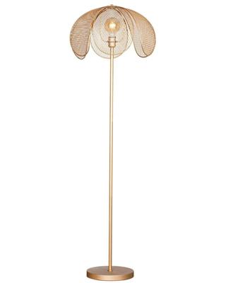 Grote mat gouden vloerlamp met ingebouwde E27 fitting en schakelaar By Rydens Daisy