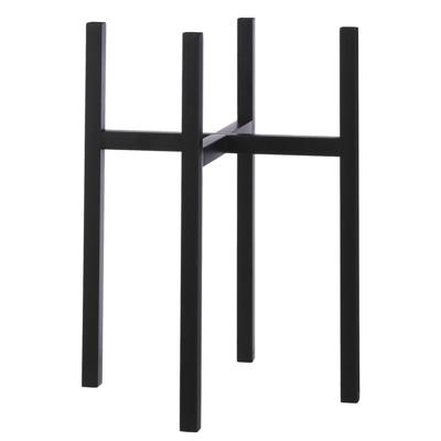 Mica Decorations - bloempot plantenpot standaard / verhoger - zwart - B42 x H50 cm - metaal