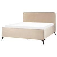 Beliani - VALOGNES - Tweepersoonsbed - Taupe - 160 x 200 cm - Fluweel