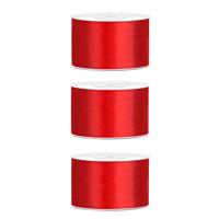 Hobby Sierlint satijn - 3x - Rood - 25 meter - cadeaulint - satijnlint/sierlinten