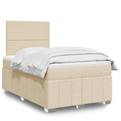 Boxspring met matras stof crèmekleurig 120x200 cm