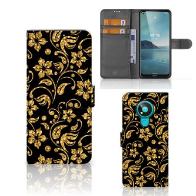 Nokia 3.4 Hoesje Gouden Bloemen Nokia 3.4 Hoesje Gouden Bloemen