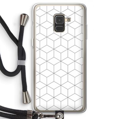 Zwart-witte kubussen: Samsung Galaxy A8 (2018) Transparant Hoesje met koord