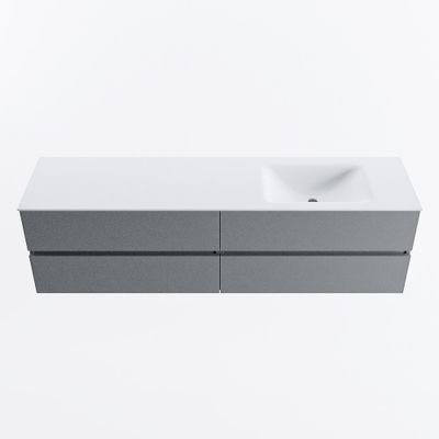 MONDIAZ VICA 180cm badmeubel onderkast Plata 4 lades. Wastafel CLOUD rechts 1 kraangat, kleur Talc.