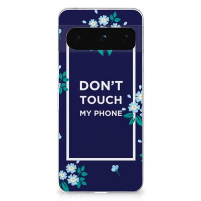 Google Pixel 8 Pro Silicone-hoesje Flowers Blue DTMP Google Pixel 8 Pro Silicone-hoesje Flowers Blue DTMP