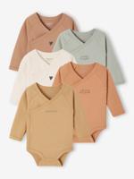 Set van 5 body's Basics met opening voor pasgeborenen lichtgeel