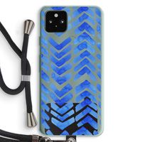 Blauwe pijlen: Pixel 5a 5G Transparant Hoesje met koord Blauwe pijlen: Pixel 5a 5G Transparant Hoesje met koord