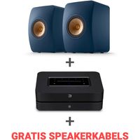 KEF Combi Deal LS50 Meta Boekenplank speaker + Bluesound Powernode N330 met HDMI- Draadloze Muziek Streaming-versterker - Blauw/Zwart (met GRATIS speakerkabels)