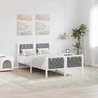 Bedframe met hoofdeinde Lichtgrijs 120 x 200 cm Stof Bedframe met hoofdeinde Lichtgrijs 120 x 200 cm Stof
