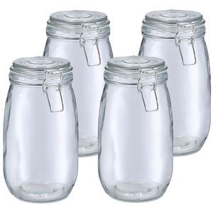 Voorraadpot/bewaarpot Alfie - 4x - 1.4L - glas - beugelsluiting - D11 x H22 cm