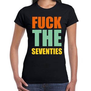 Fuck the seventies fun t-shirt zwart dames