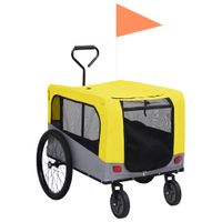 Fietstrailer en hondenwagen 2-in-1 geel en grijs - thumbnail