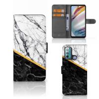 Motorola Moto G60 | Bookcase | Marmer Wit Zwart - Origineel Cadeau Man