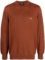 A.P.C. sweat en coton à logo brodé - Marron