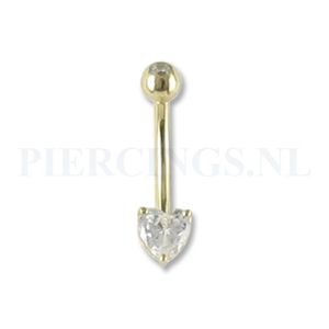 Navelpiercing goud 14 karaat hart