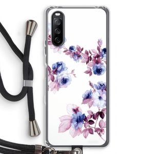 Waterverf bloemen: Sony Sony Xperia 10 III Transparant Hoesje met koord