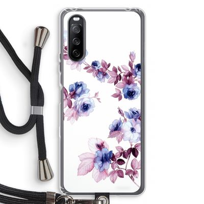 Waterverf bloemen: Sony Sony Xperia 10 III Transparant Hoesje met koord
