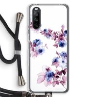 Waterverf bloemen: Sony Sony Xperia 10 III Transparant Hoesje met koord