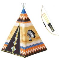 Speelgoed indianen wigwam tipi tent 130 cm inclusief pijl en boog - thumbnail