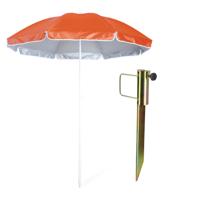 Strand/tuin parasol - met metalen grondharing 45 cm - oranje - polyester - D150 cm - verstelbaar