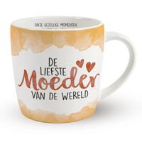 Cadeau koffie/thee mok moeder - wit/oranje - lieve mama - porselein - Moederdag   - - thumbnail