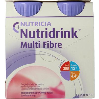 Nutridrink Multi fibre aardbei 200ml