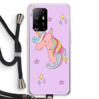 Roze eenhoorn: Oppo A95 5G Transparant Hoesje met koord