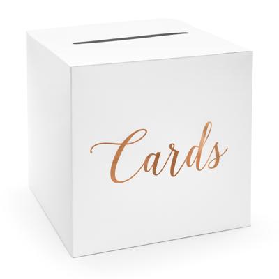 Enveloppendoos wit / rosegoud - Cards - 24 cm - Bruiloft - Huwelijk - Versieringen/decoraties Enveloppendoos wit / rosegoud - Cards - 24 cm - Bruiloft - Huwelijk - Versieringen/decoraties