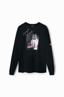 Oversized T-shirt met astronautenkat - BLACK - L