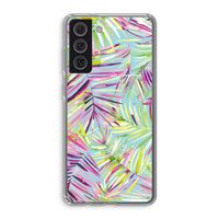 Tropical Palms Blue: Samsung Galaxy S21 FE Transparant Hoesje
