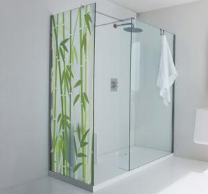 Douchewand stickers Groene bamboestokken met bladeren