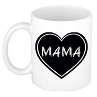 Bellatio Decorations Liefste mama verjaardag cadeau mok - zwart krijtbord hartje - 300 ml - Keramiek - moederdag   -