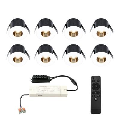 Set van 8 Betty LED Mini Inbouwspots met Trafo - 12 Volt 3 Watt 140 lumen - Dimbaar - Verzonken - Plat 37mm - 2700K - IP44 waterdicht - Wit - Veranda spotjes - overkapping spotjes