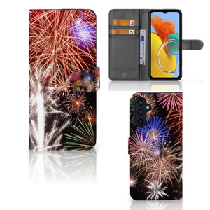 Samsung Galaxy M14 Wallet Case met Pasjes Vuurwerk