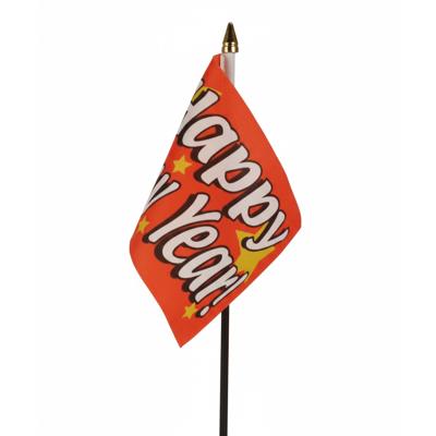 Happy New Year mini vlaggetje op stok 10 x 15 cm