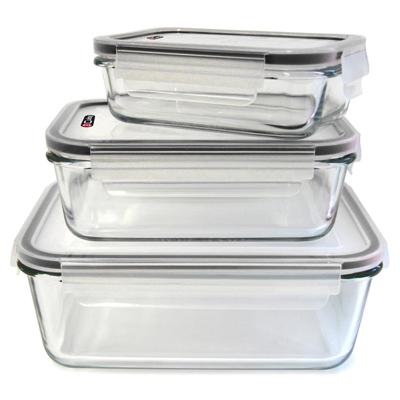 Cook Concept Vershoudbakjes met deksel - glas - set 3x stuks - 350/800/1800 ml