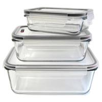 Cook Concept Vershoudbakjes met deksel - glas - set 3x stuks - 350/800/1800 ml