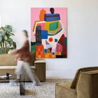 Urban Cotton Wandkleed 'Battle Of Colour' 145 x 190cm in Frame - black