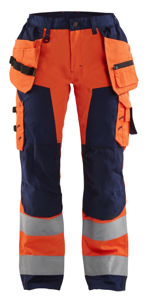 Blåkläder Dames werkbroek High-Vis met spijkerzakken 71561811 | High-Vis Oranje/Marineblauw | Maat 42 - 7330509502846