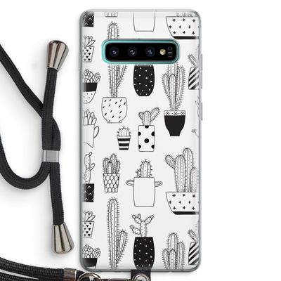 Cactusmotief: Samsung Galaxy S10 Plus Transparant Hoesje met koord