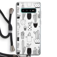 Cactusmotief: Samsung Galaxy S10 Plus Transparant Hoesje met koord