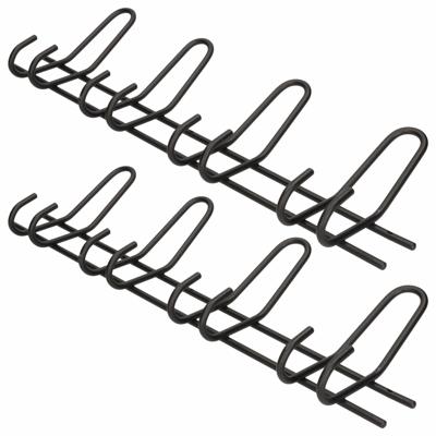 Wandkapstok - 2x - zwart - 4 haaks - metaal - 53 x 16 cm - kapstok - jassen - garderobe ophang haken