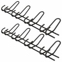 Wandkapstok - 2x - zwart - 4 haaks - metaal - 53 x 16 cm - kapstok - jassen - garderobe ophang haken