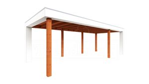 Trendhout Buitenverblijf Verona 755x335 cm - Plat dak model rechts- Plat dak- Onbehandeld lariks Douglas hout- Trendhout