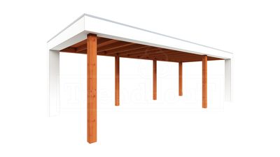 Trendhout Buitenverblijf Verona 755x335 cm - Plat dak model rechts- Plat dak- Onbehandeld lariks Douglas hout- Trendhout