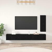 Tv-meubelset 4 pcs Zwart eiken 30.5 x 30 x 90 cm Bewerkt hout