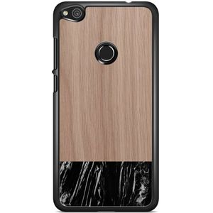 Huawei P8 Lite 2017 hoesje - Marmer zwart wood