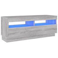 The Living Store TV-meubel - LED-verlichting - bewerkt hout - grijs sonoma eiken - 100 x 35 x 40 cm